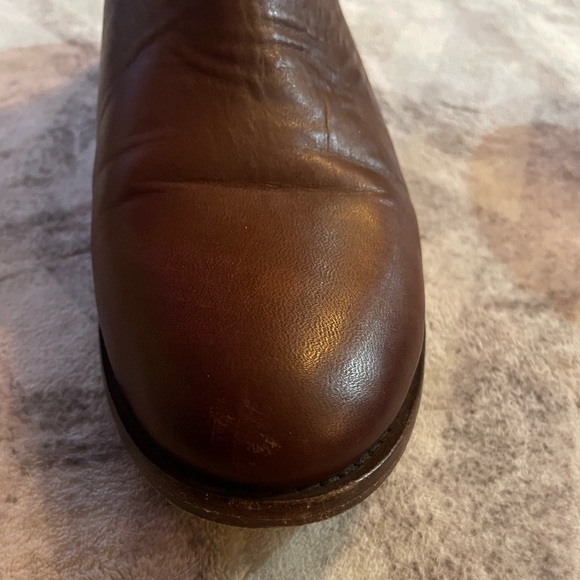 Frye Carly Zip Chelsea Leather Booties, Sz 10, Cognac - Picture 6 of 9